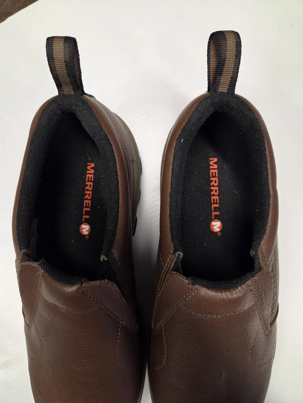 Merrell Men's Jungle Moc Leather Brown Slip-On Shoes, Size 10